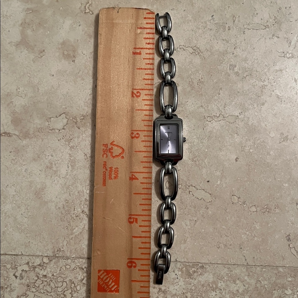 Fossil Purple Rectangular Face Stainless Steel Li… - image 4